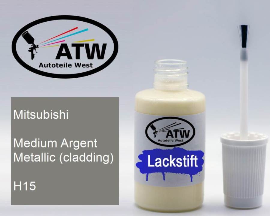 Mitsubishi, Medium Argent Metallic (cladding), H15: 20ml Lackstift, von ATW Autoteile West.